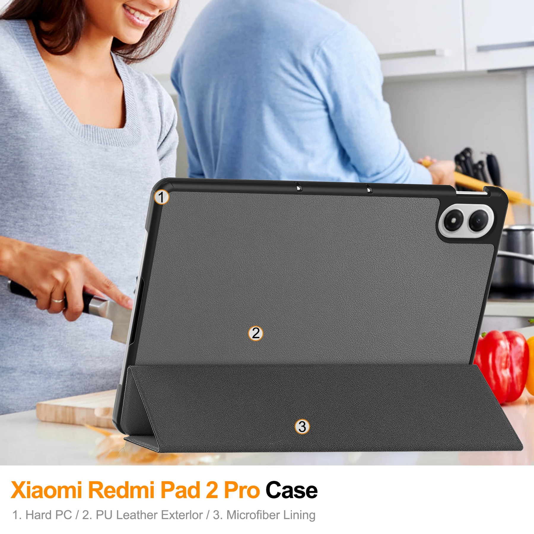 حافظة لهاتف Xiaomi Redmi Pad 2 Pro 12.1 2025 من جلد البولي يوريثان للأطفال ثلاثي الطي غطاء حامل مغناطيسي لهاتف Redmi Pad2 Pro 12 1 حافظة تابلت #6