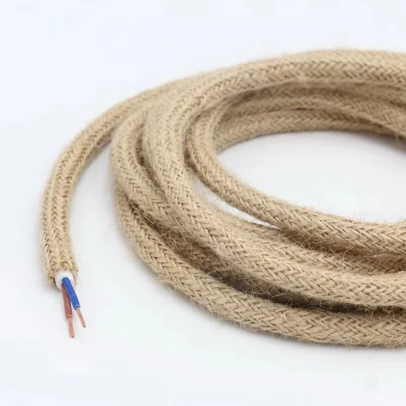 2 Core Vintage Hemp Rope Braided Cord Flex Cable Electrical Wire For DIY Pendant Light