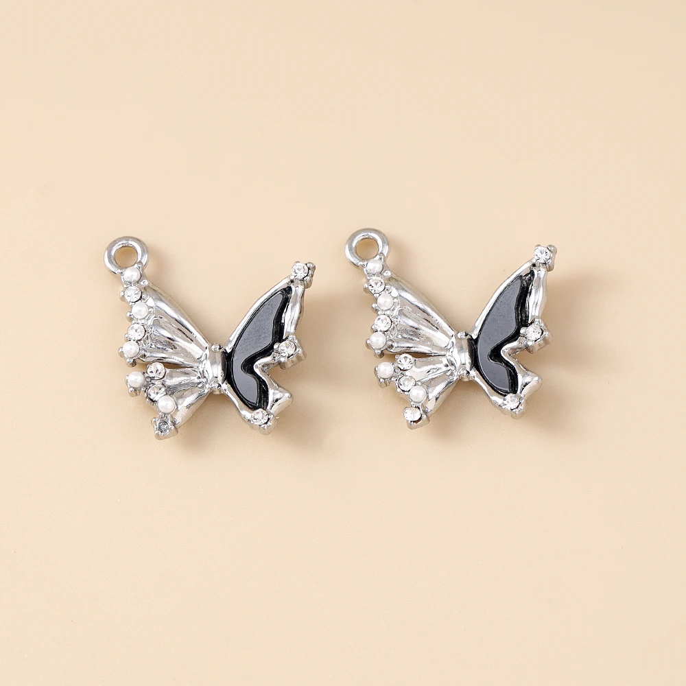 Leslie 5 Stück 19*20mm Y2K Charms Exquisite Kristallperlen Schmetterlingsanhänger für Halskette, Ohrringe, Armband, DIY-Schmuck – Detail 5