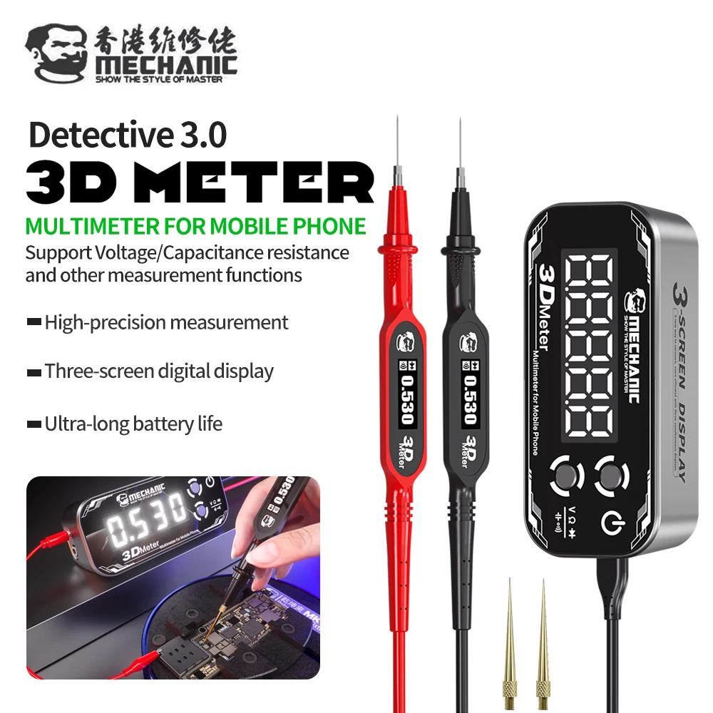 MECHANIC 3D METER Detective 3.0 Three-screen Digital Display Multimeter for Voltage Capacitance Resistance Measurement Tool