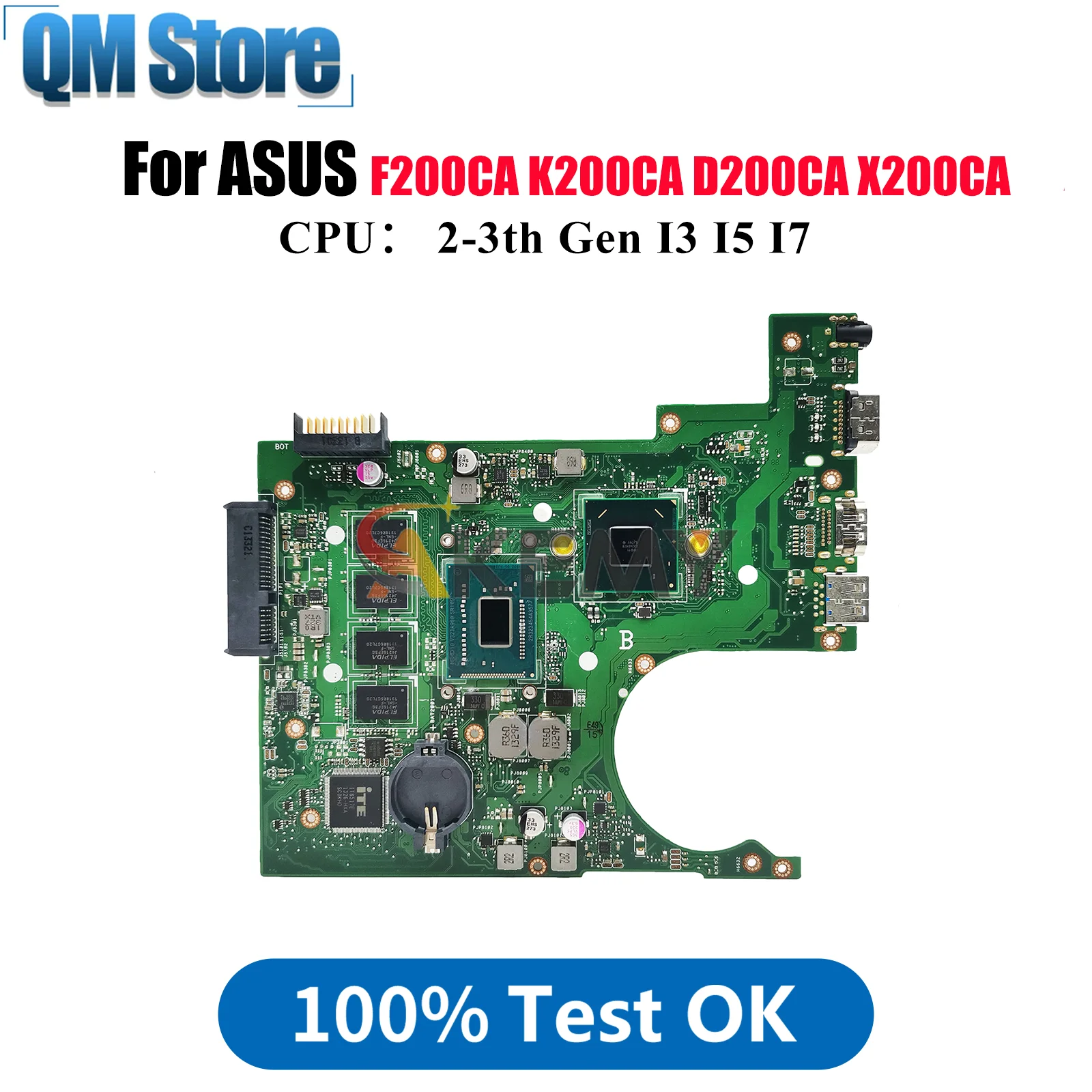 

Материнская плата для ноутбука X200CA для ASUS VivoBook F200CA D200CA X200CA X200C K200CA, материнская плата для ноутбука с процессором I3 I5 I7, 100% тестирование в порядке