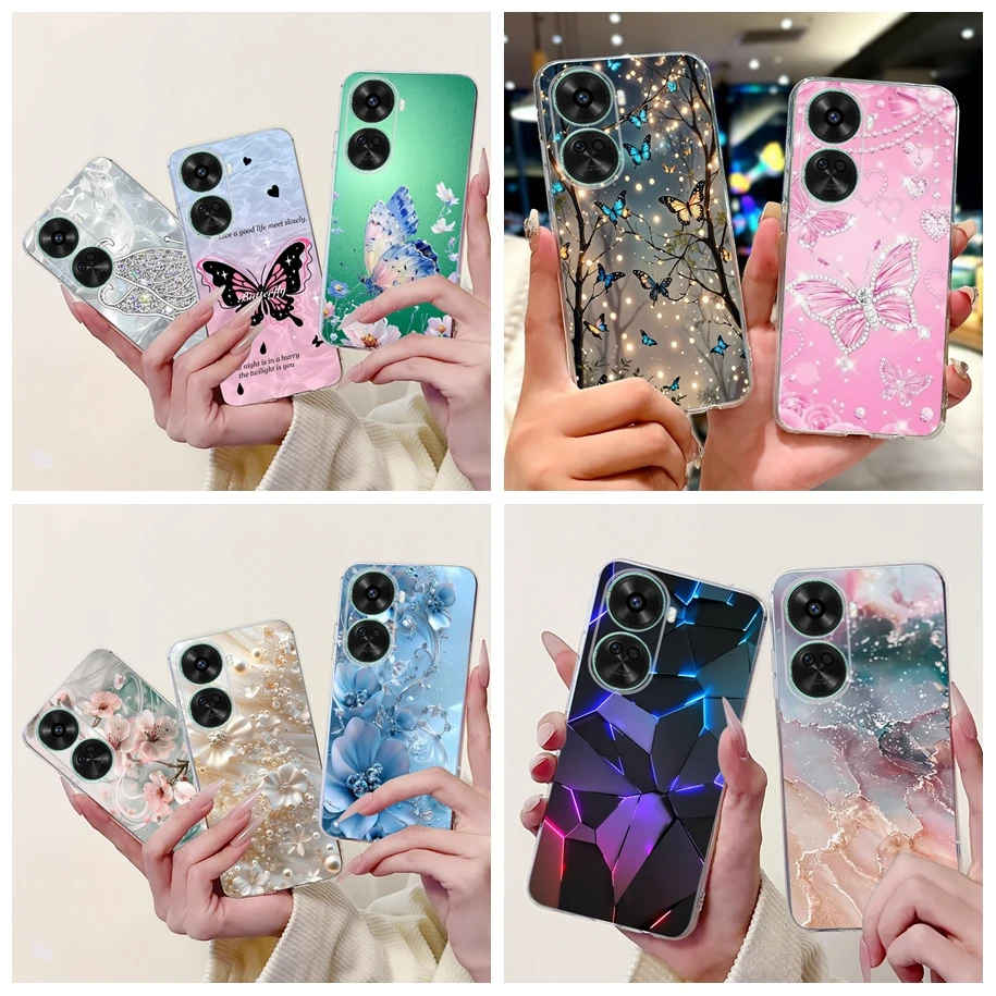 Transparent Case For Huawei Nova 12 SE Cover BNE-LX1 Popular Flower Marble Soft Silicone Back Shell For Huawei Nova 11 SE Fundas