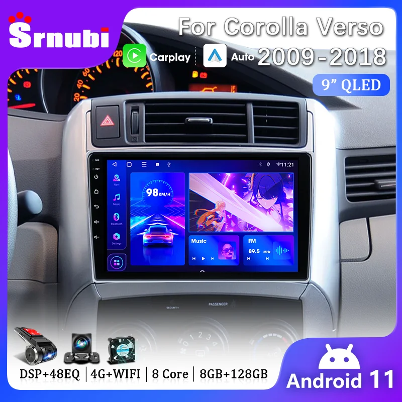 

Srnubi Android автомобильный радиоприемник стерео для Toyota Corolla Verso R20 2009 - 2018 мультимедийный плеер Carplay навигация 2 Din DVD колонки