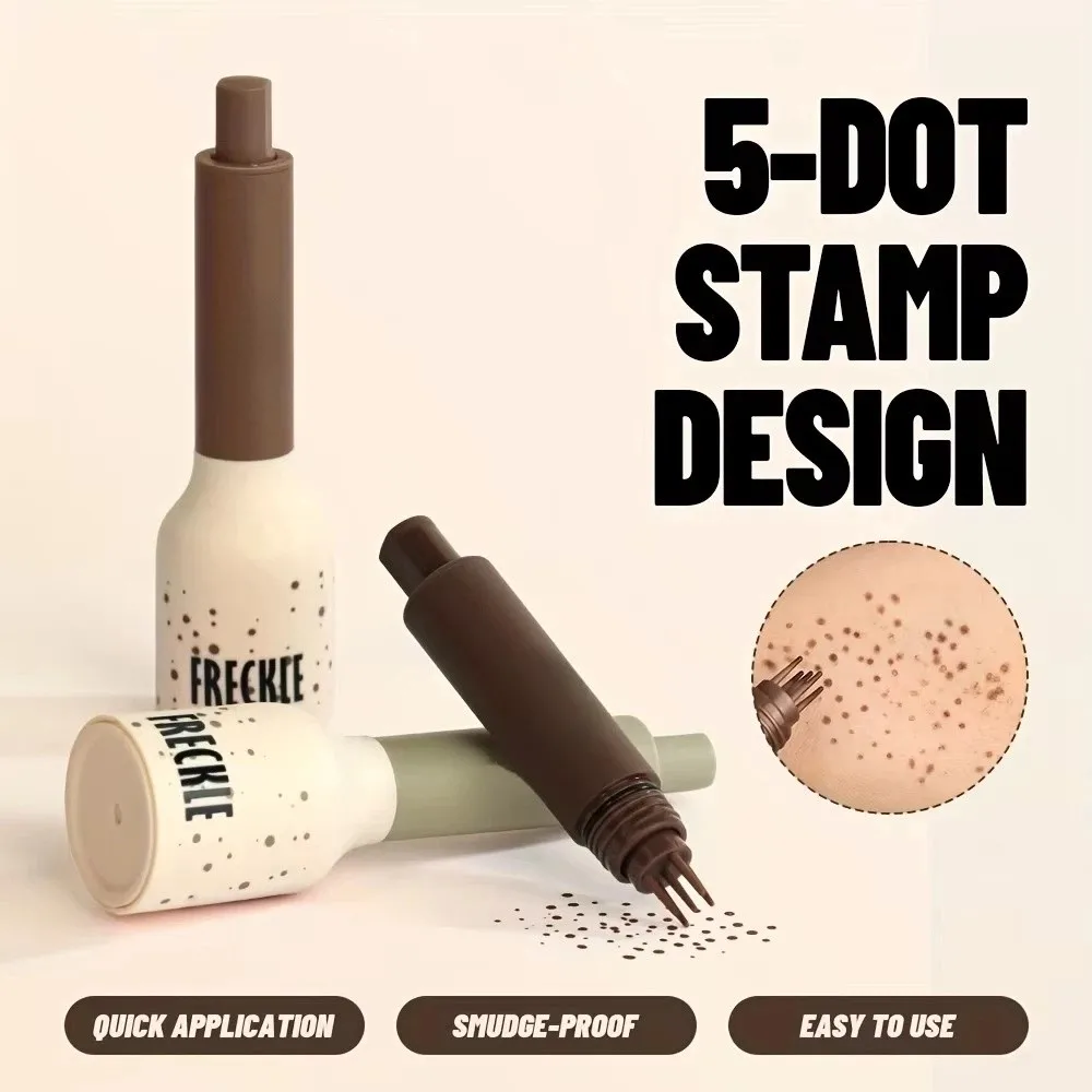 Waterproof Temporary Freckles Stamp Pen 5-Point Light Coverage Fake Freckles Marker Quick Dry Sweatproof Makeup Freckle Pen