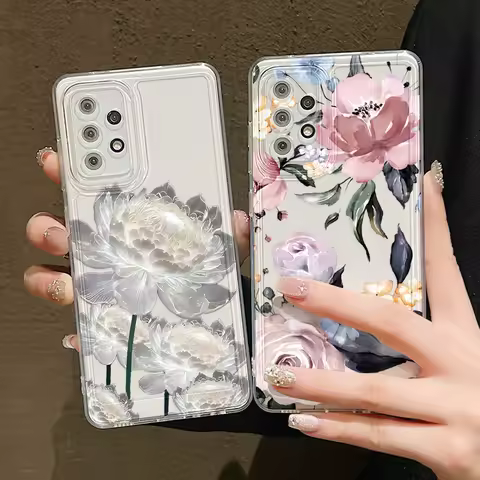 Lotus Flower Phone Case For Samsung S23 S24 FE S22 Ultra Case A55 5g A16 A06 A54 A34 A25 A15 A53 A32 A35 A52 A73 A24 A05S Cover