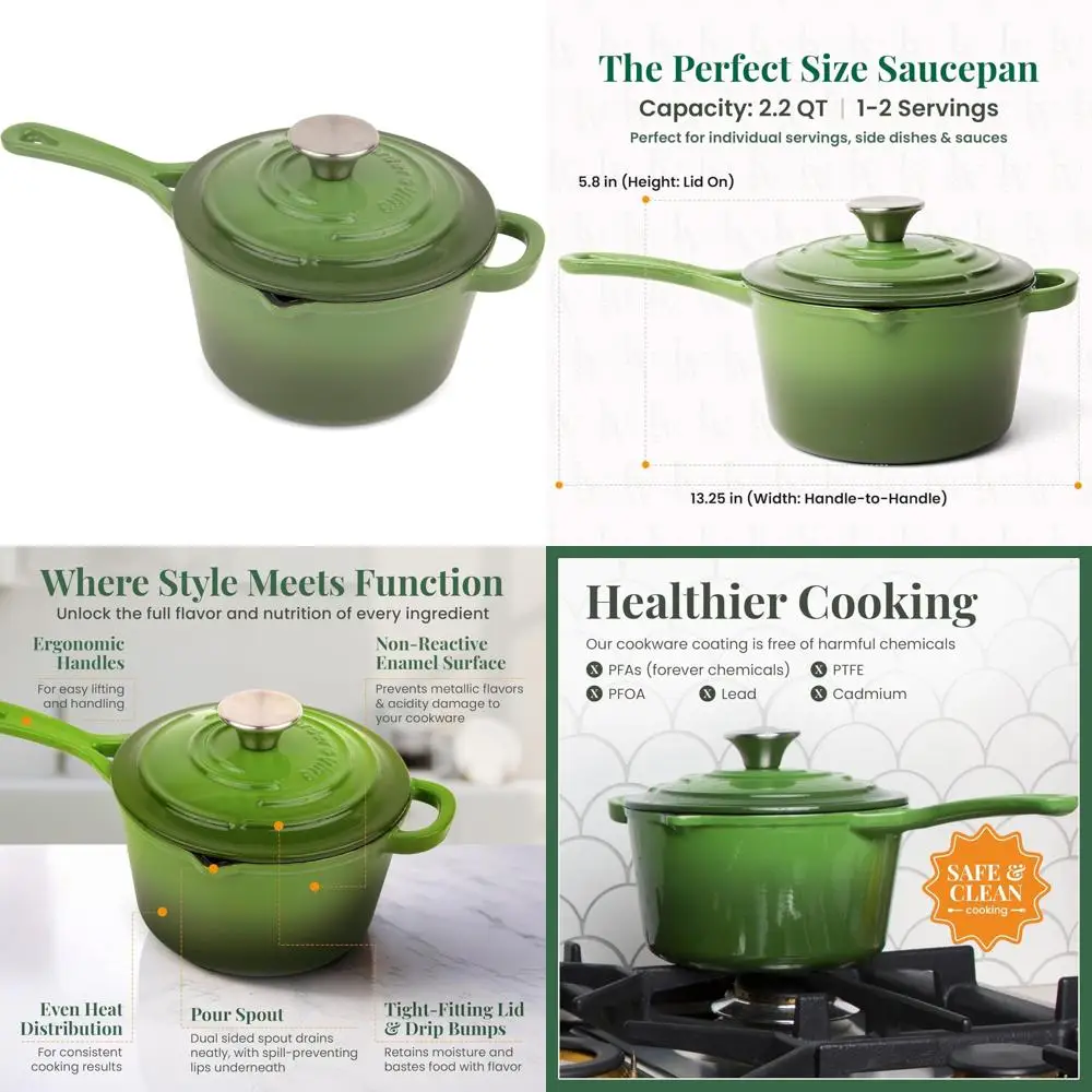 

Кастрюля из эмалированного чугуна на 2,2 литра с крышкой и носиками