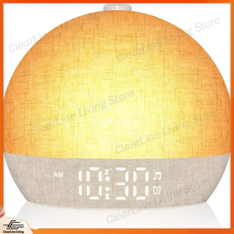 Wake Up Light Sunrise Alarm Clock Timer 30 White Noise Sound Dimmable RGB Night Lights Sleep Aid Snooze Ideal for