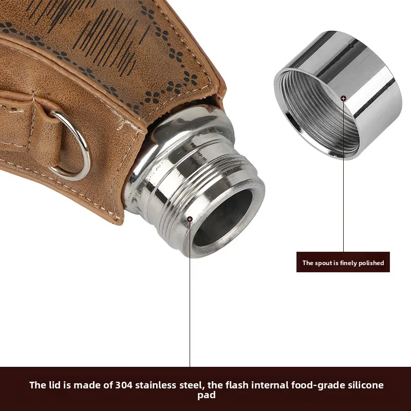 إبريق نبيذ عسكري معدني روسي 1.5 كجم سميك 304 من الفولاذ المقاوم للصدأ محمول في الهواء الطلق زجاجة نبيذ صغيرة أصلية