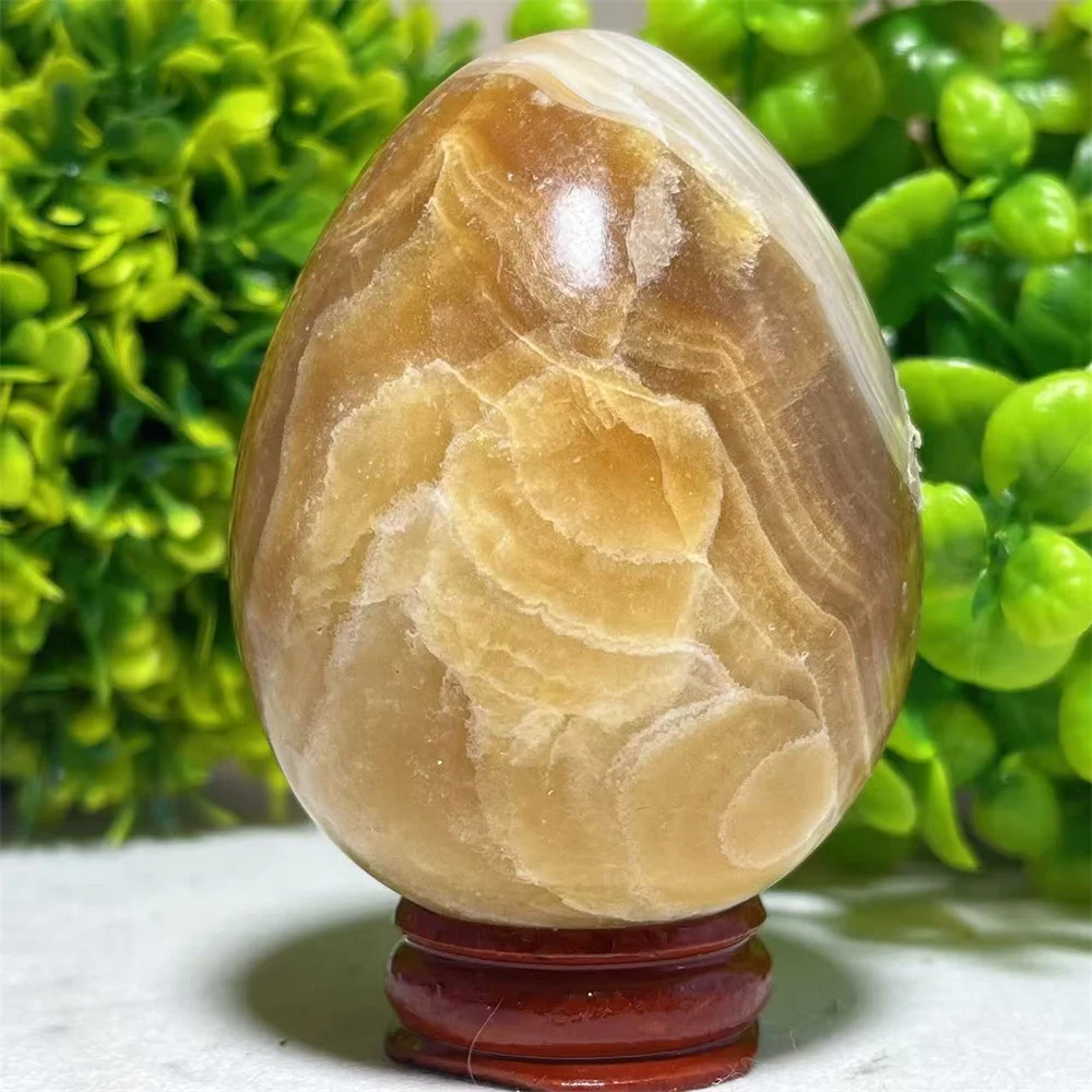 

Crystal Natural Egg Specimen Stone Quartz Home Gemstone septarium Room Decoration Gift Feng Shui Healing Mineralsnergy+Stand