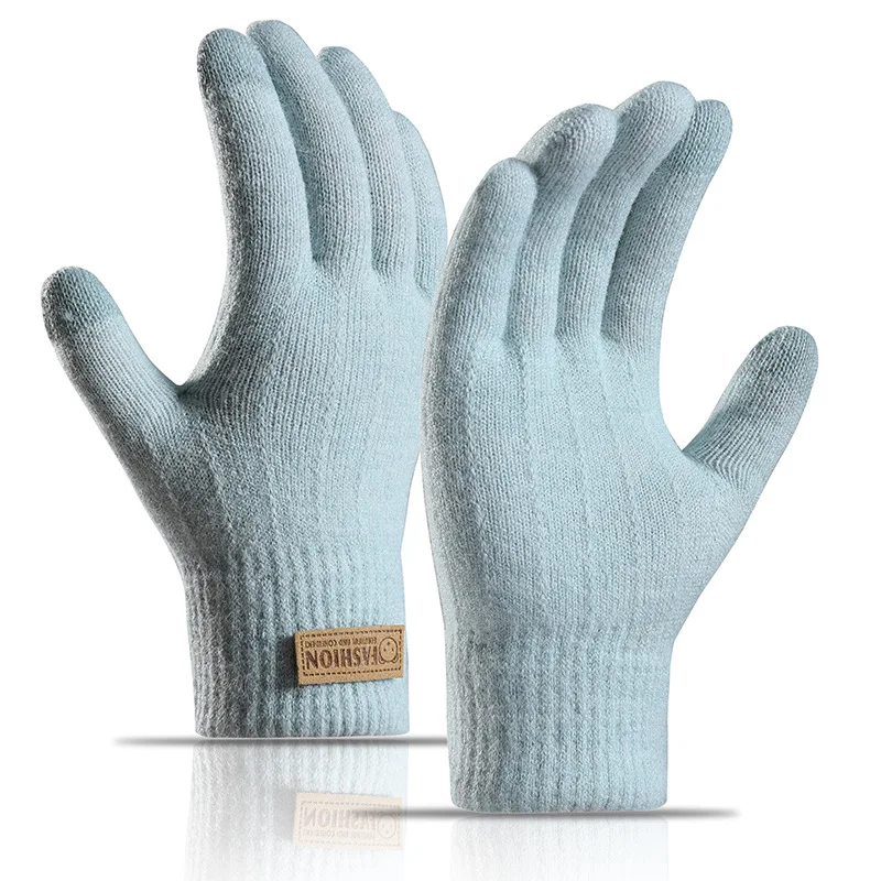 Уличные велосипедные перчатки, перчатки с сенсорным экраном, вязаные перчатки, двухслойные толстые женские перчатки, модные плюшевые зимние перчатки