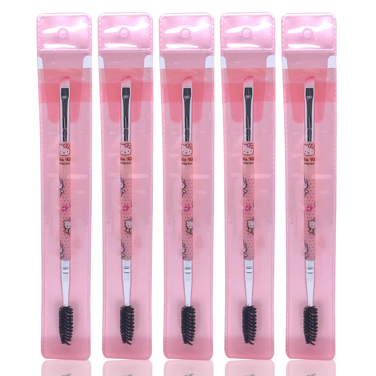 New Cartoon Hello Kitty Kawaii Girls Double-headed Eyebrow Brush Anime Portable Women Professional Soft Hair Brow Eyeliner Gifts