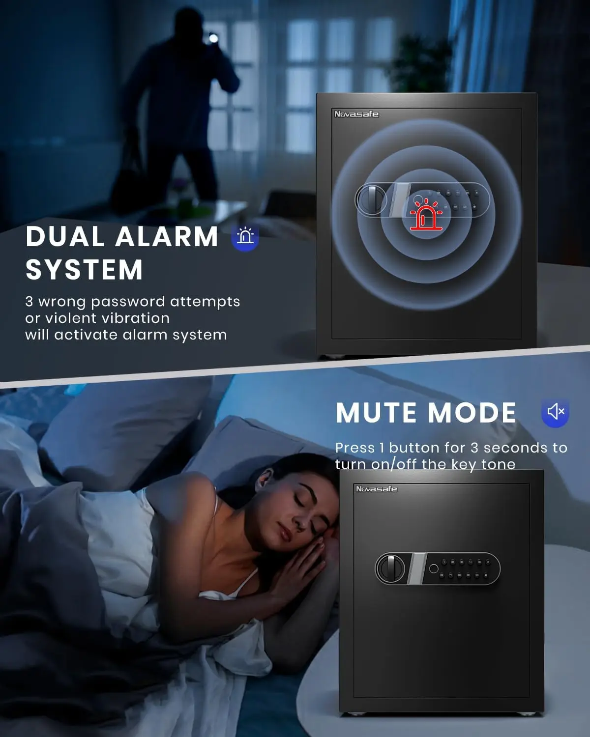 2.0 Cu ft Fingerprint Safe Box with Fireproof Bag, Key & Digital Keypad for Home Security