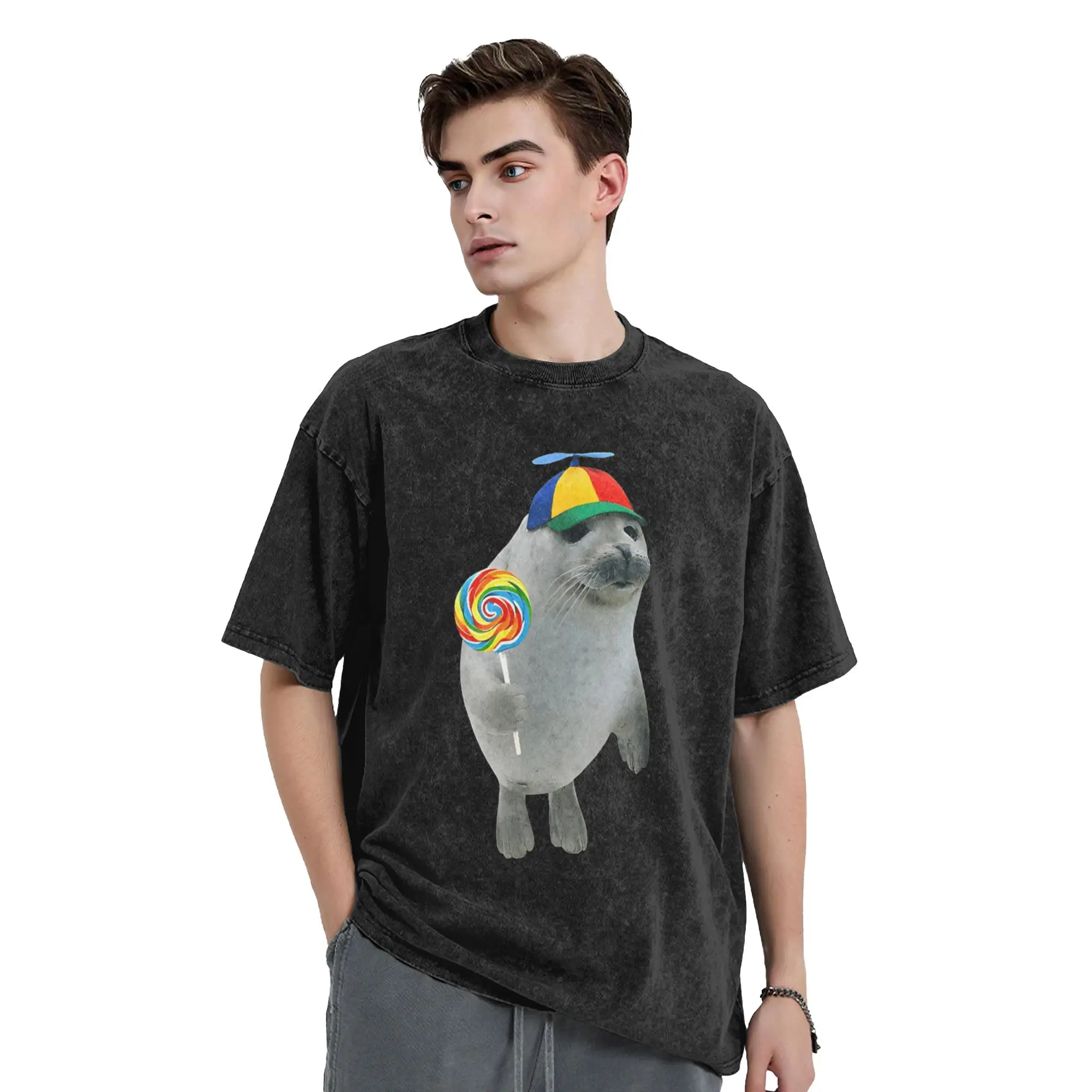 Men Silly Seal T Shirts Animal Meme Clothing Summer Aesthetic Short Sleeve T-Shirt O-Neck Hipster Casual Tshirt Cheap