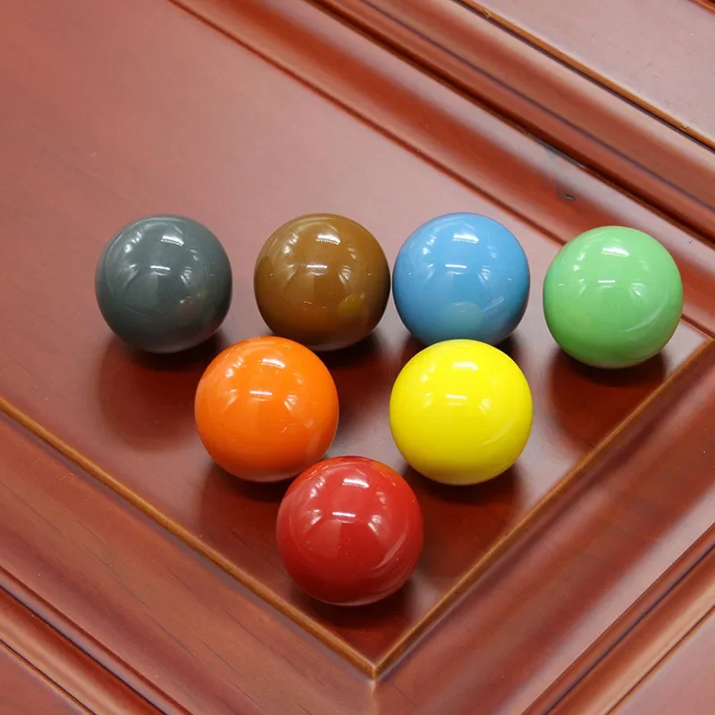 New Seven Candy Color Round Ball Ceramic Design Knobs Cupboard Drawer Pull Cabinet Door Wardrobe Handles  Drawer Locker Vintage