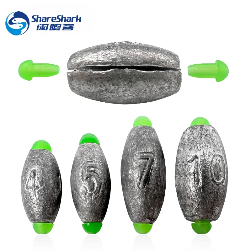 10PCS Removable Egg Lead Fishing Sinkers Saltwater Fishing Oval Sinkers Shot Drop Weight Sinker Fishing Tools