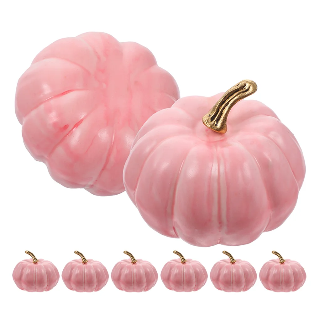 

8 Pcs Halloween Decorations Pumpkin Props Simulation Mini Decorative Simulated Ornament Foams Pink Pumpkins