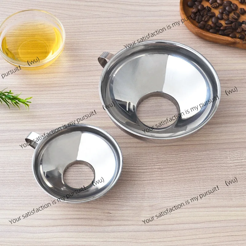 Stainless steel wide mouth funnel kitchen easy to clean oil leakage wine leakage large diameter filling salad dressing jam
