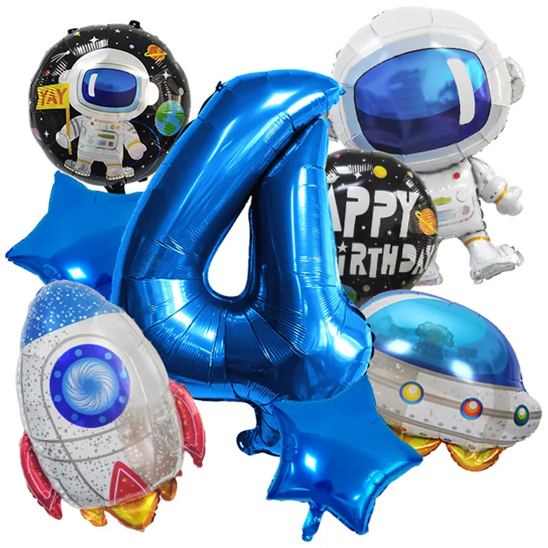10-teiliges Ballon-Set mit Weltraummotiv – Raketenballons aus Aluminiumfolie für Kindergeburtstagsparty-Dekorationen, Astronauten-Partyzubehör – Detail 6