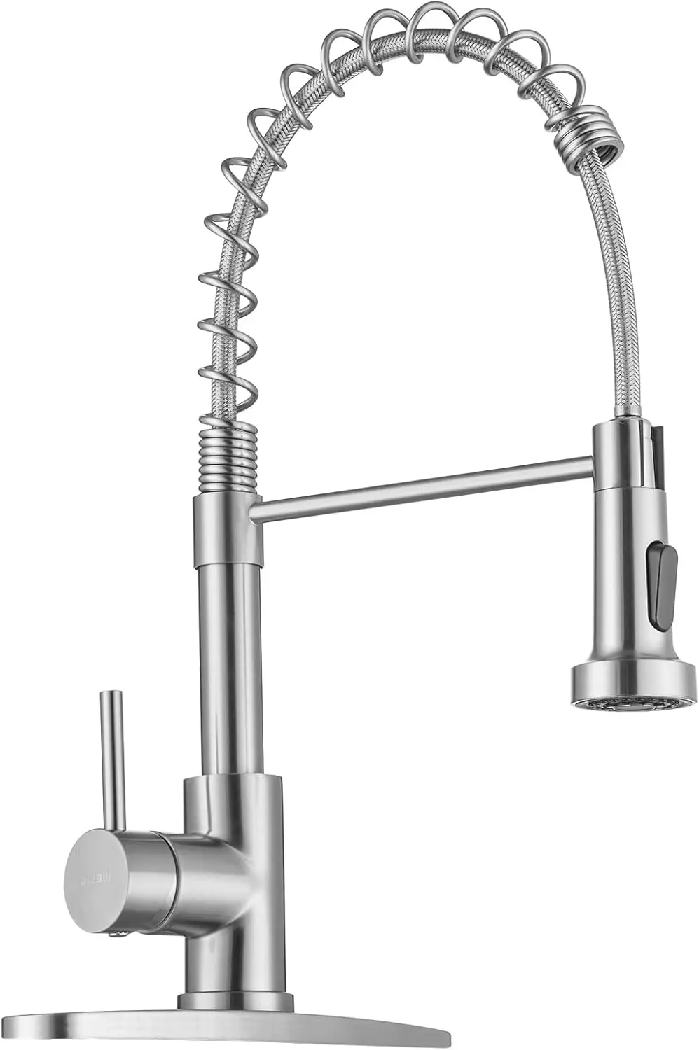 

Brushed Nickel Kitchen Faucet with Pull Down Sprayer, Single Handle Spring Design, 1 or 3 Hole Fit for Laundry RV