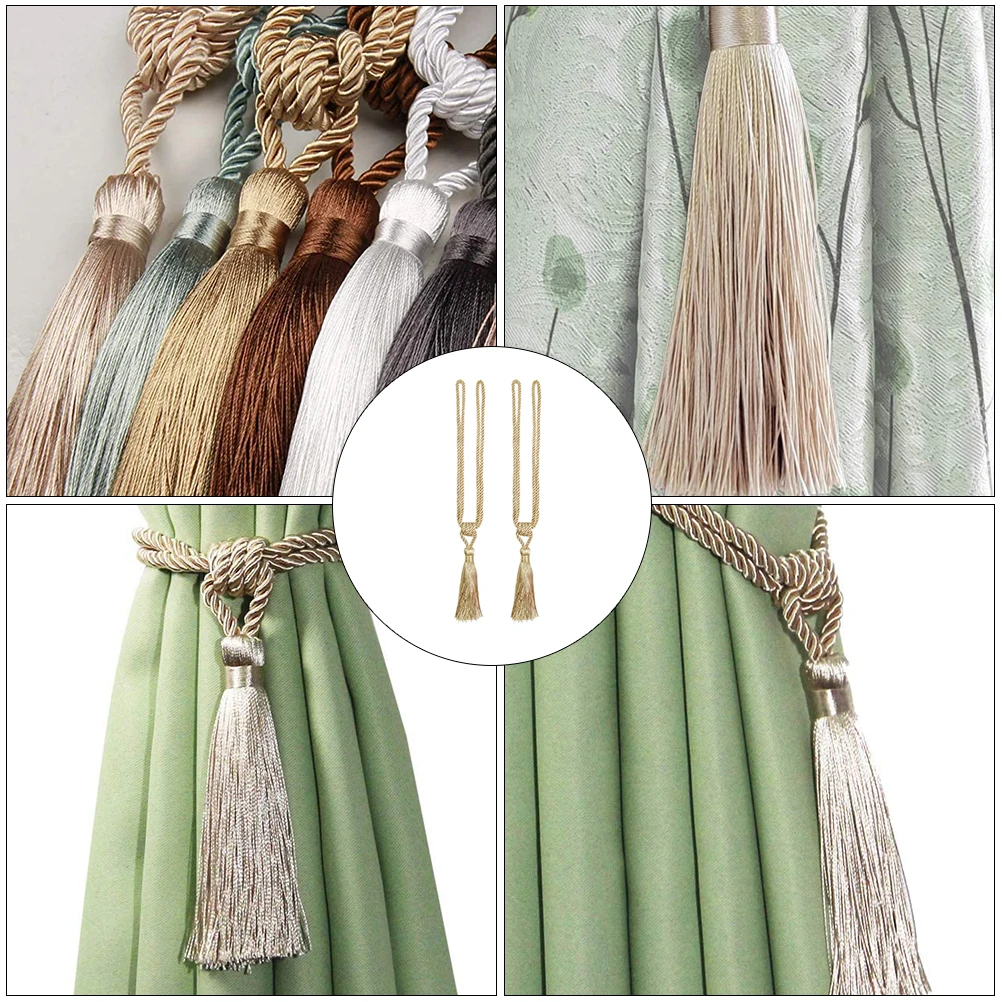 

2pcs Curtain Holders Tiebacks Rope Vintage Polyester Decorative Home Living Room Bedroom Kitchen Window Functional Cotton