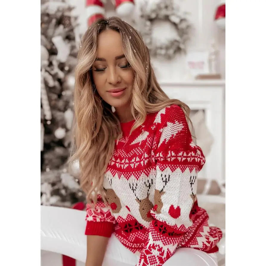 

Cisas Sweater Women's Long Sve Deer Embroidery 2024 New Sle Commute Loose Fit Mid-Thi Tee-acetate Fiber Coat