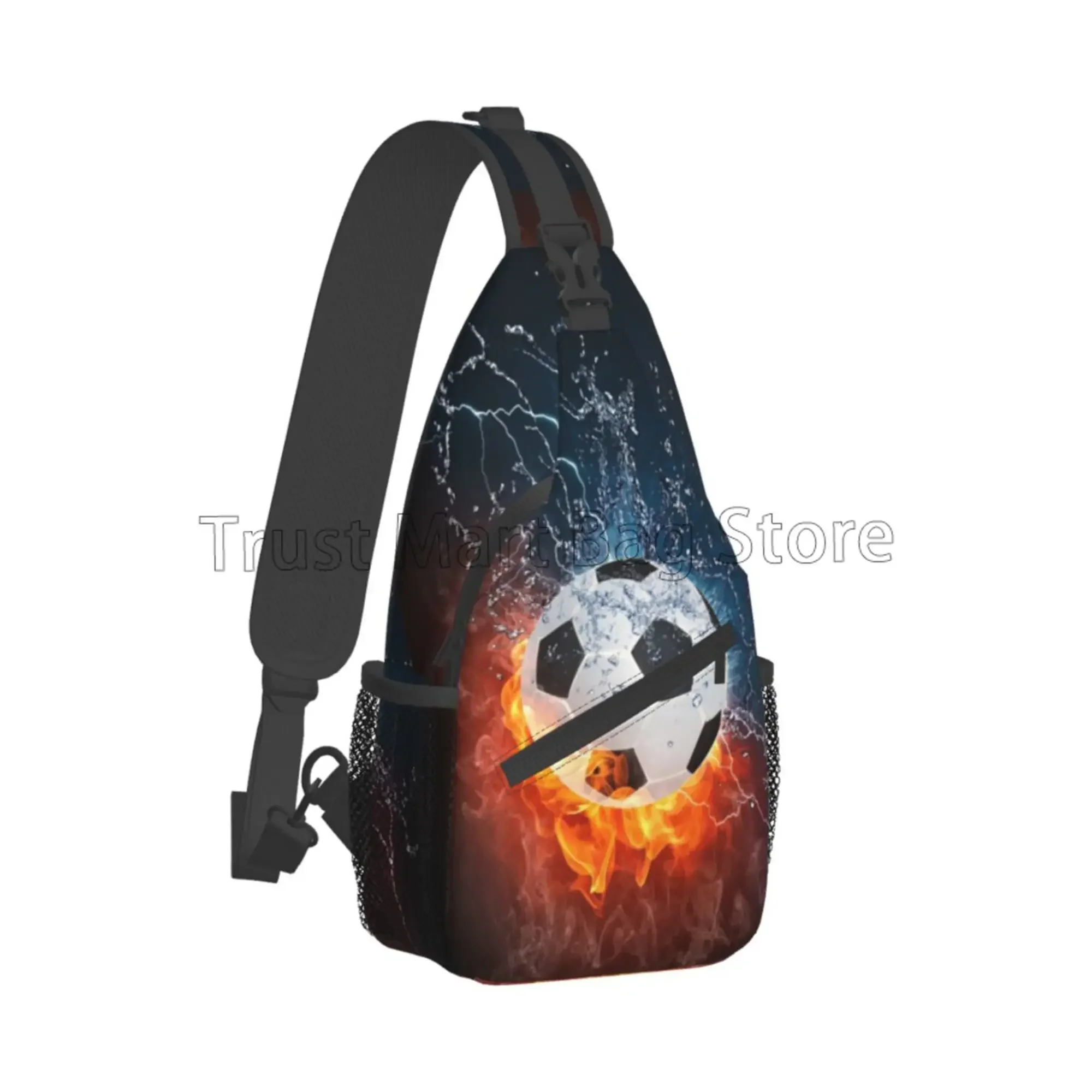 Soccer Ball Print Sling Bag Cool Football Art Pattern Crossbody Backpack Casual Chest Bag Lightweight Daypack for Travel Sports