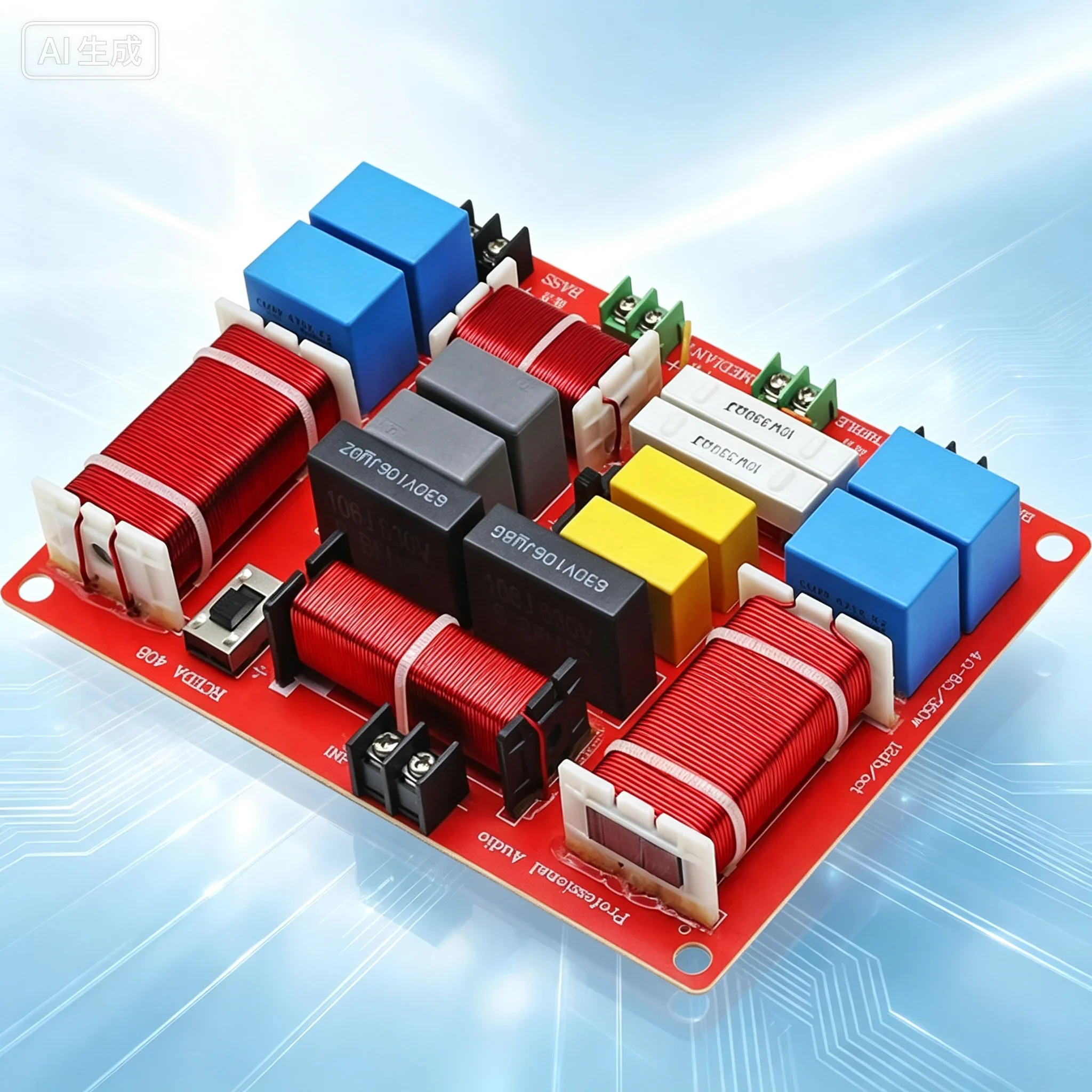 4-Way Speaker Crossover Board for 600W HiFi Audio, 1Tweeter 1Mid 2Woofers Home Theater Stage Speaker