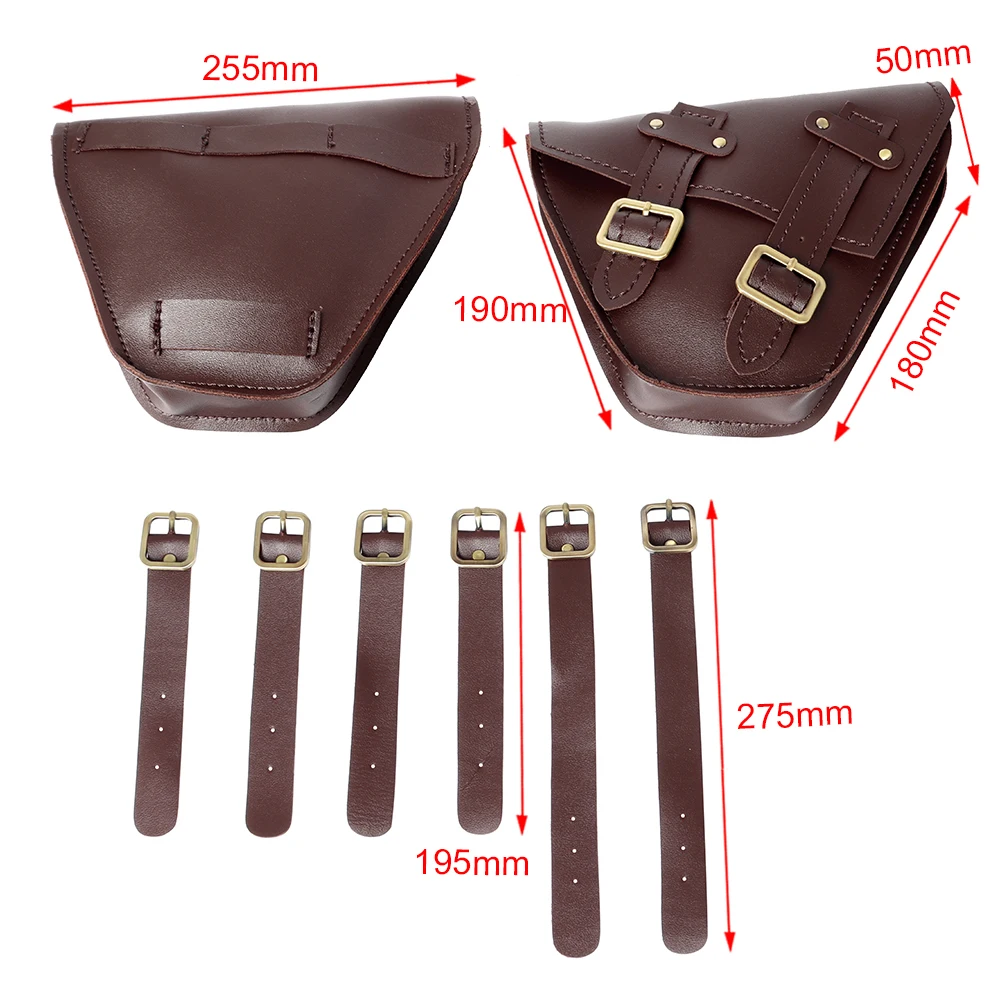 Black Brown Leather Motorcycle Universal Saddlebags Side Tool Bag Luggage Saddle Bag Pouch For Honda/Suzuki/Kawasaki/Yamaha