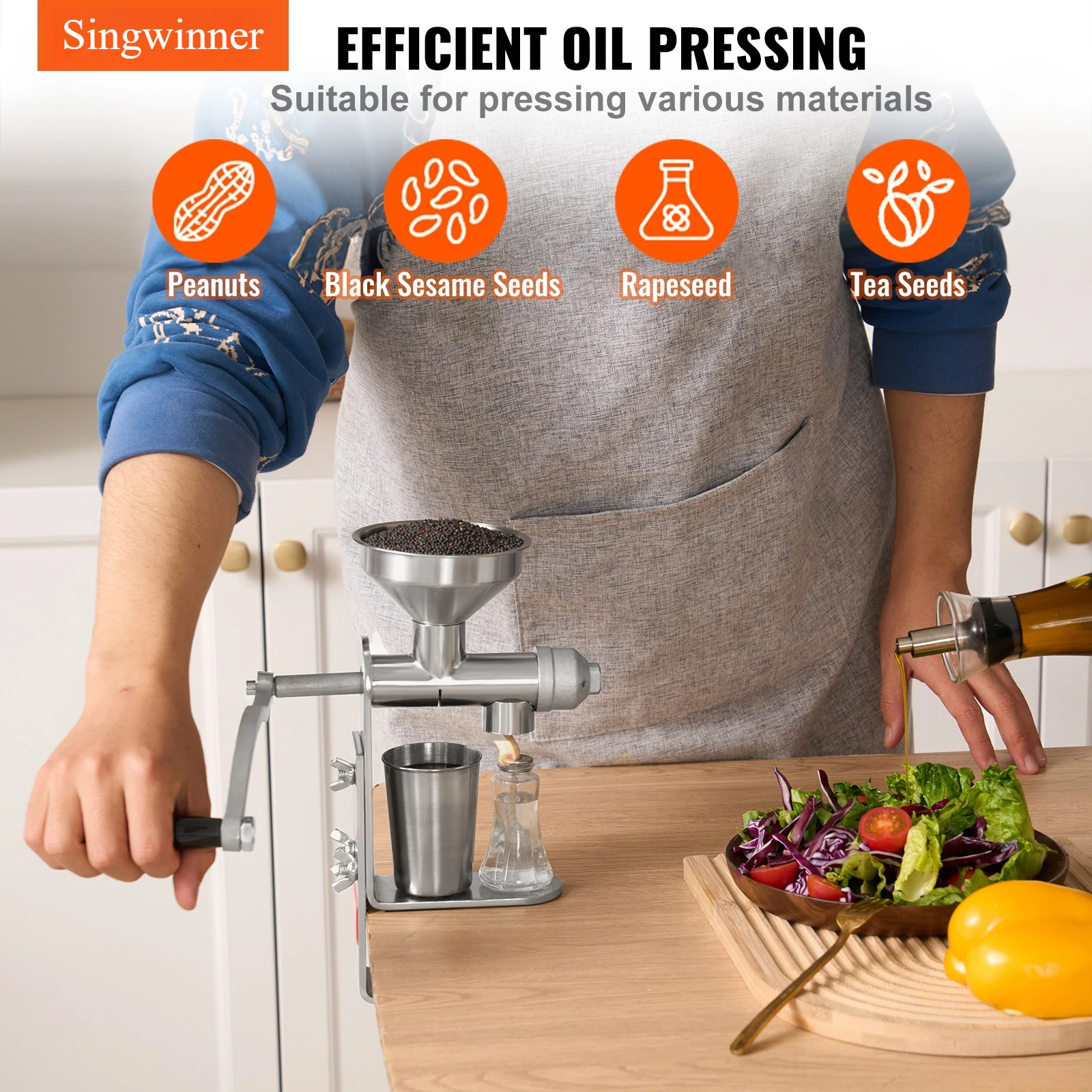 anual Oil Press hine Stainless Steel Oil ESxtractor hine Detachle Oil Presser for Effortless Cleaning