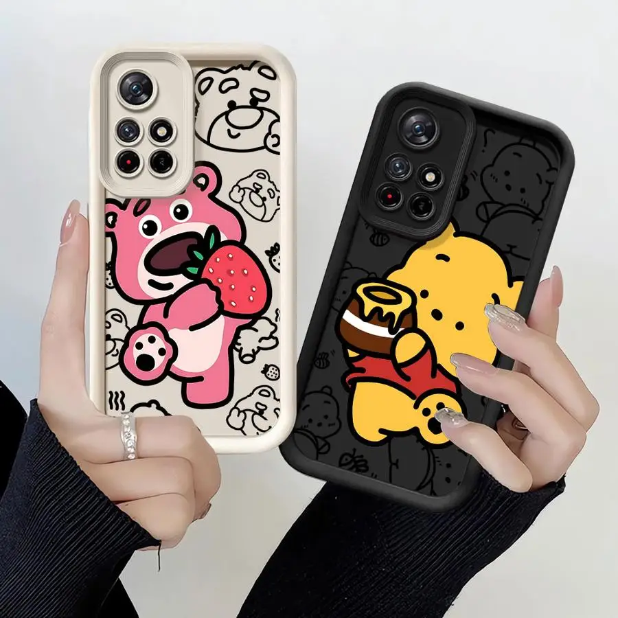 Disney Strawberry Bear Winnie Phone Case for Xiaomi Redmi 12C 13C 12 A1 A2 Plus A3 A3x Poco X3 Pro C50 C51 C61 X3NFC Cover Shell