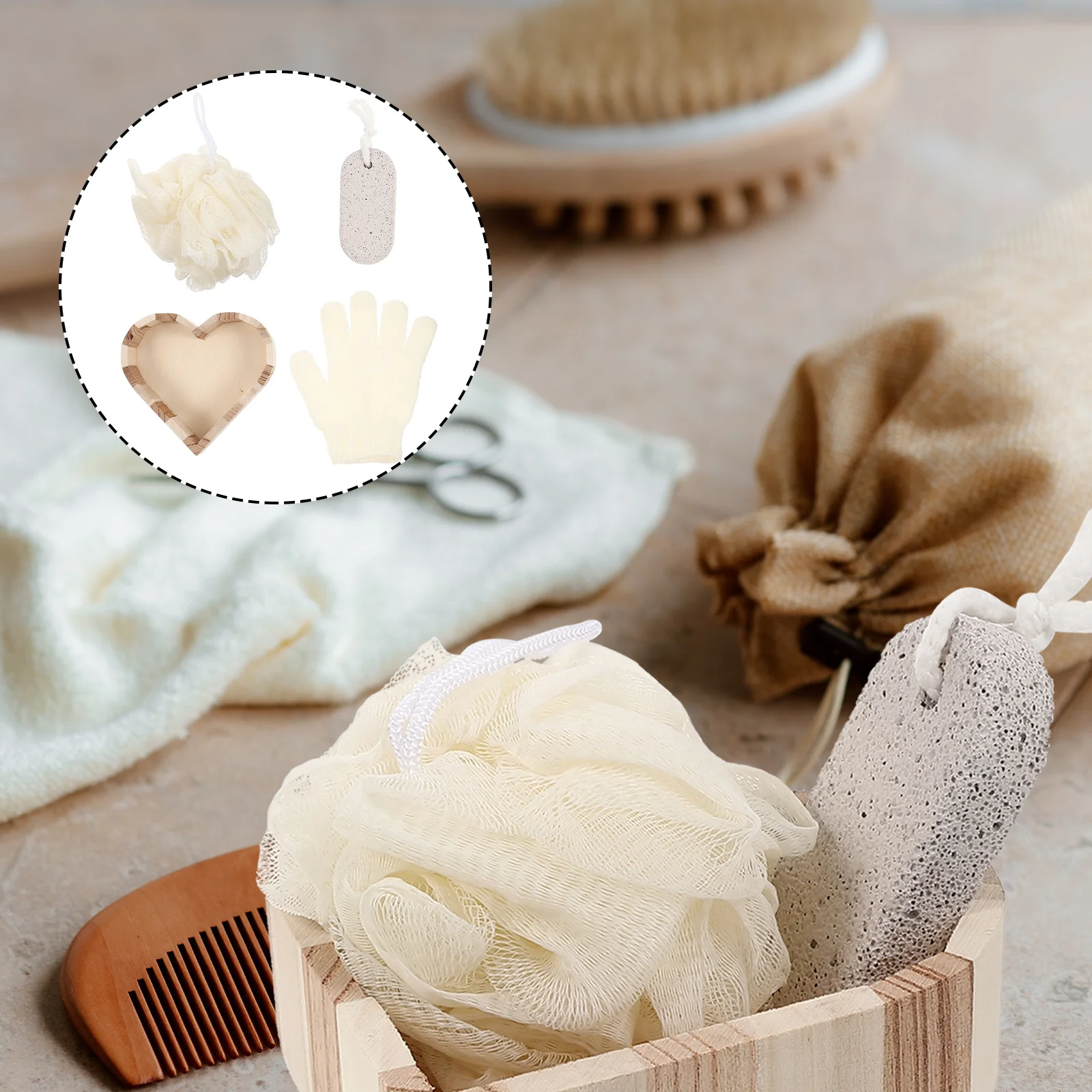 Bath Tool Gift Set Body Scrubber Kit Foot Cleaning Products Exfoliating Skin Care for Home Hotel Dorm Christmas New Year