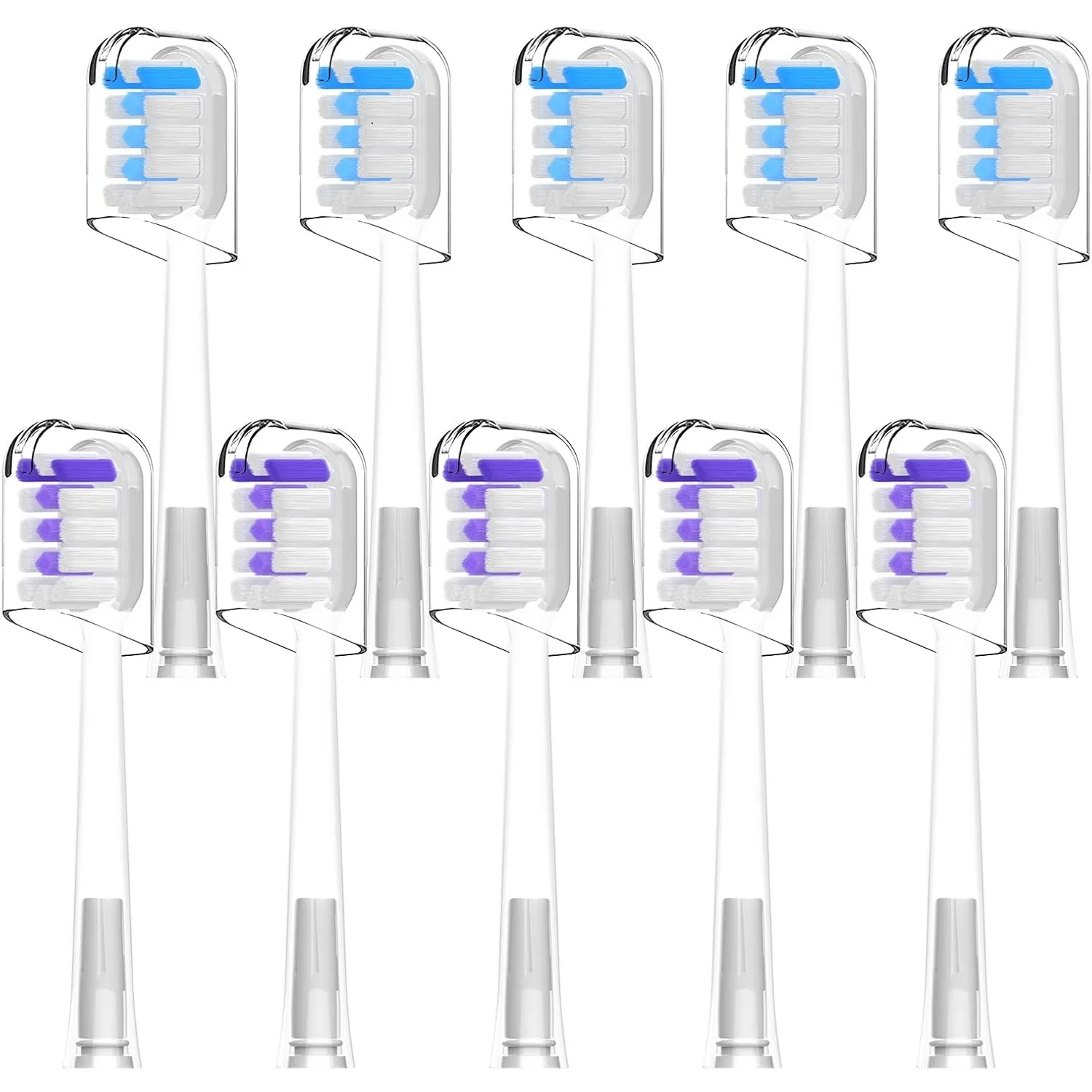 

10 Pcs/Pack Replacement Toothbrush Heads For Laifen Wave Electric Toothbrush, Cleansing and Brightening , Transparent