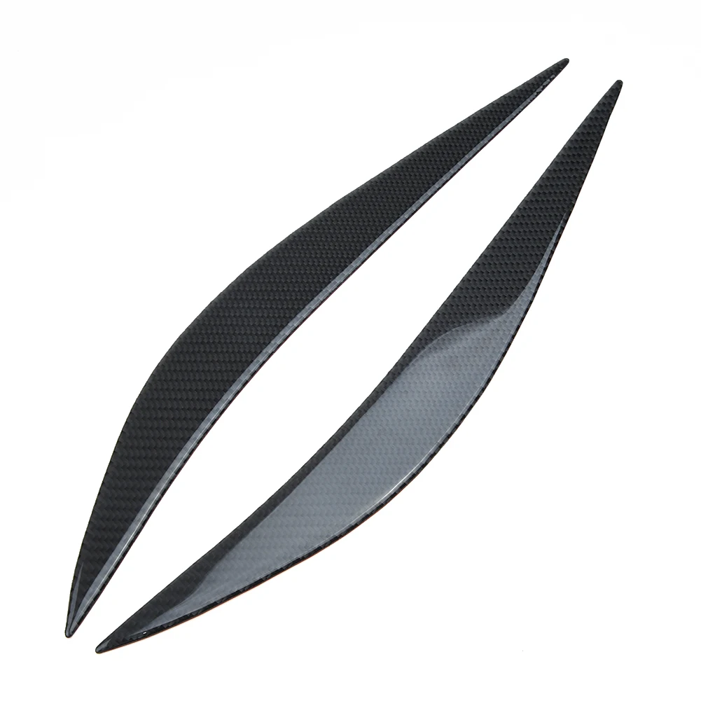 Replaces Useful Headlight Eye Lid Cover Glossy UV Coating Right Carbon Fiber Black Eyebrow Replacement Vehicle