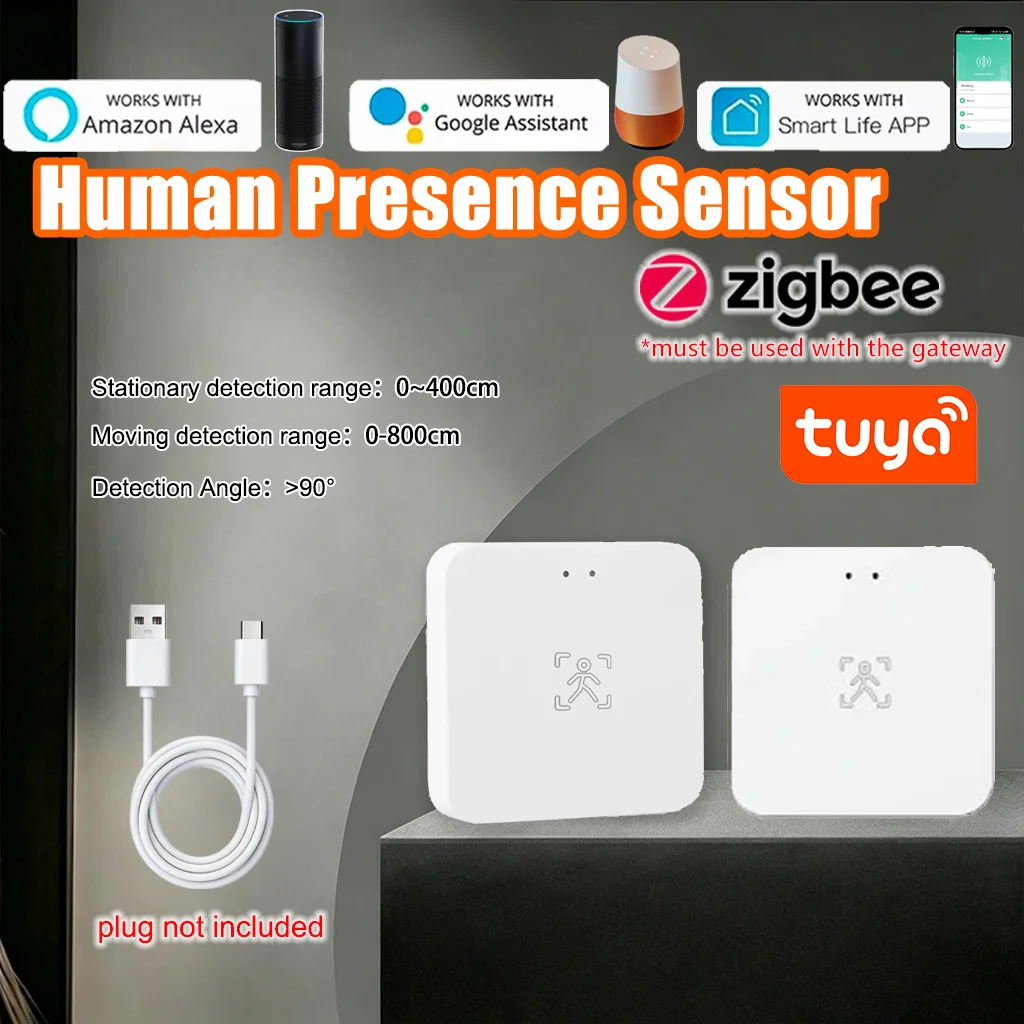 Tuya Zigbee3.0 24GHz MmWave Human Presence Sensor Luminance Distance Detection Smart Life App Home Assistant Smart Home Detector