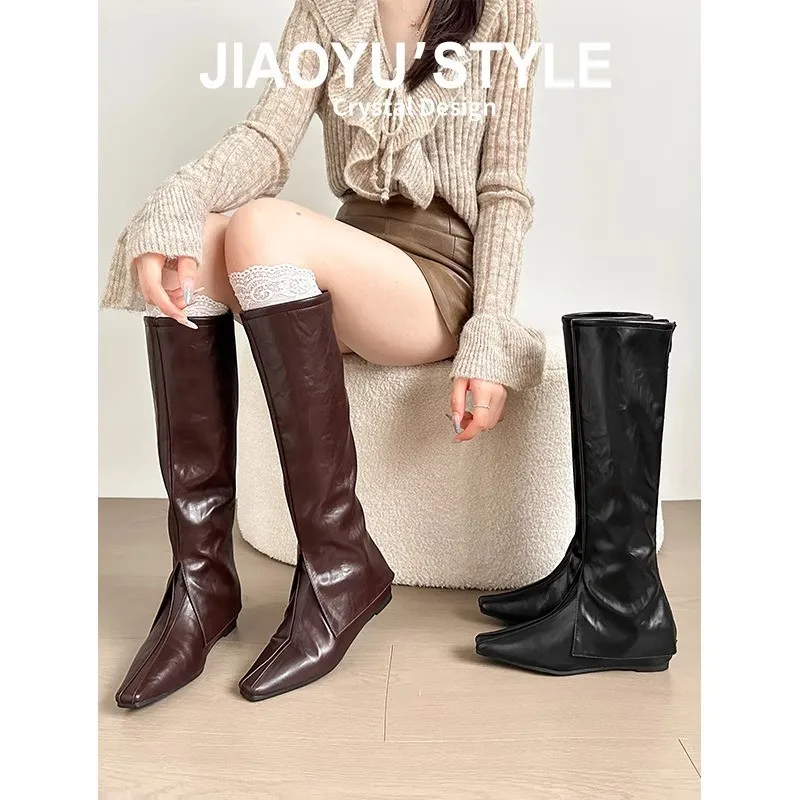 

Fashionable Stiletto Heel Bootcut Boots French Niche Pointed Toe High Boots Over-the-Knee High Heel Long Boots