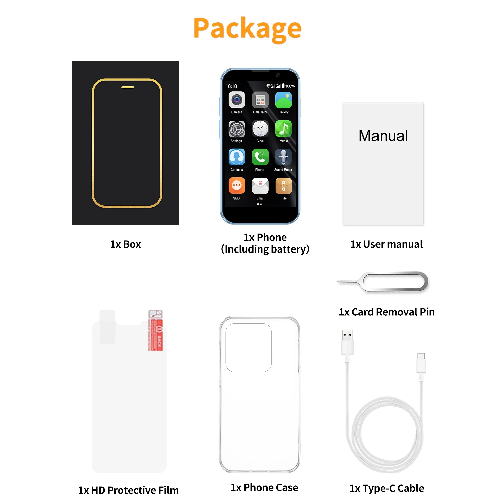 SERVO Ultra Mini Pocket Smartphone 3G Android 9.0 2GB+16GB Dual SIM Face Unlock WiFi GPS Video Player 3.0" Unlocked Mobile Phone