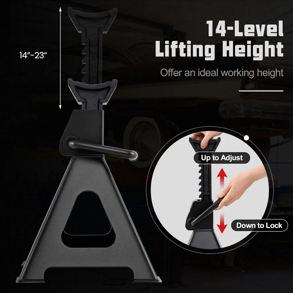 حامل رافعة رفع قابل للتعديل 6 طن شديد التحمل، مجموعة مكونة من 4 قطع للسيارات والشاحنات وسيارات الدفع الرباعي والقوارب