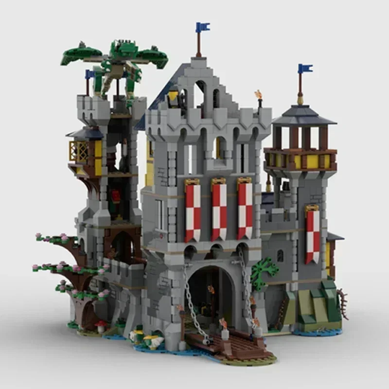 Militär Festung Modell Moc Gebäude Ziegel Blau Ritter Burg Technologie Modulare Blöcke Geschenke Spielzeug DIY Sets Montage Weihnachten