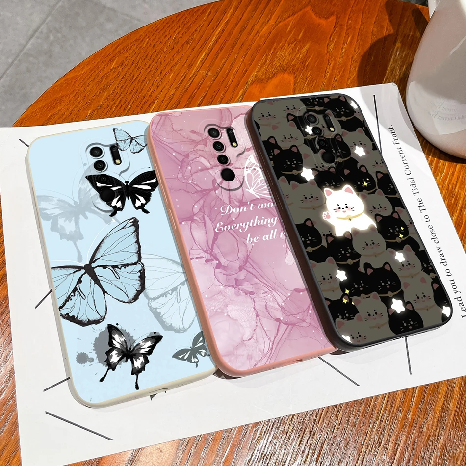 สําหรับ Redmi 9 9A 9C 9T น่ารักออกแบบซิลิโคนเหลวนุ่มสําหรับ Xiaomi Redmi9 ป้องกันกันกระแทกปกหลัง