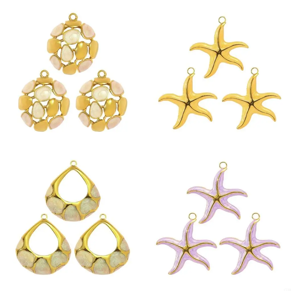 

Набор из 3 позолоченных, посеребренных, прочных подвесок на тему океана, стильный кулон для персонализированного ожерелья,