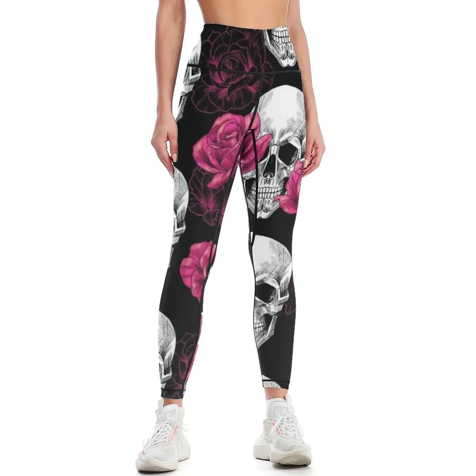 

Roses and Skulls Leggings Women's gym sports woman gym Women's sports pants Fitness's gym clothes Womens Leggings