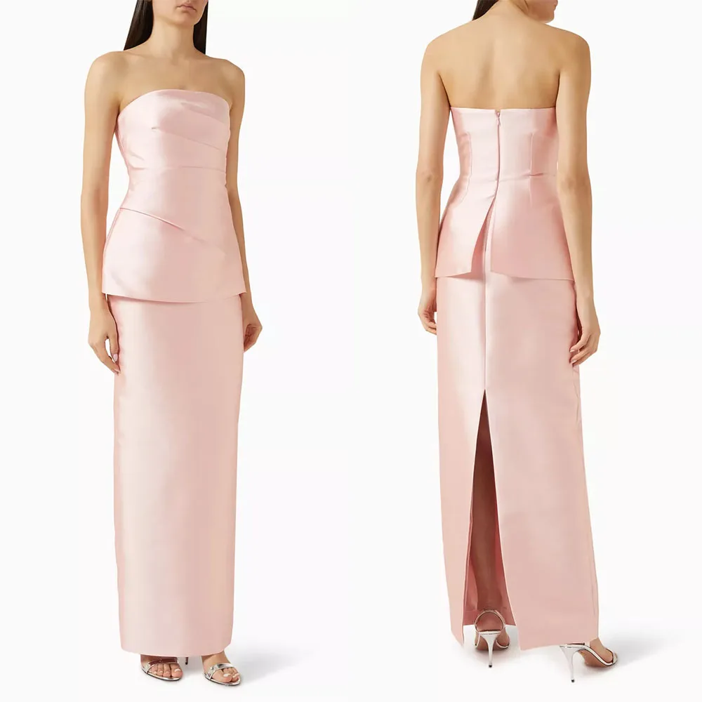 

High Quality Customized Strapless Sleeveless Straight Ankle Length Zipper Luxury Evening Dress فساتين حفلات التخرج Abiti Da Sera