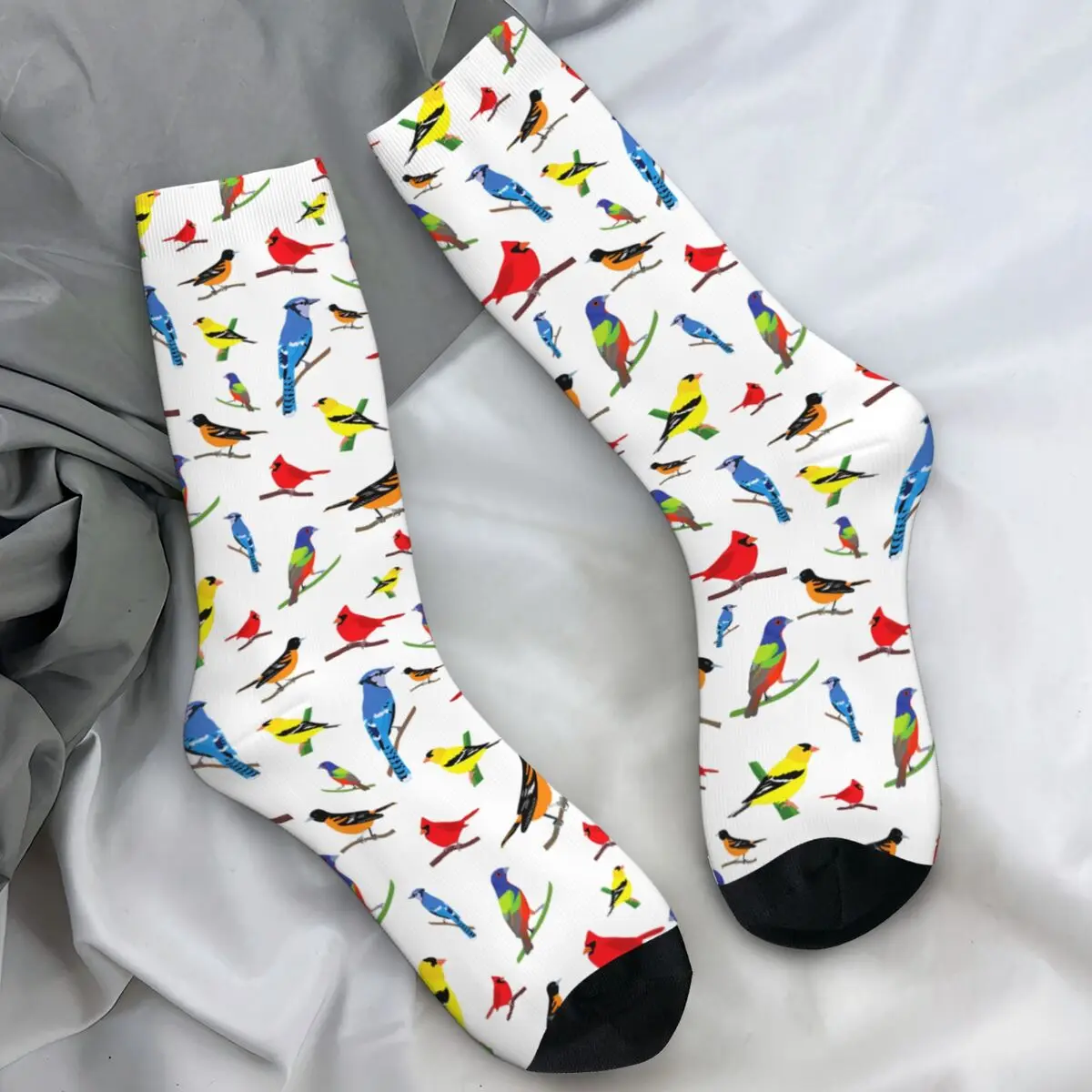 

Красочные носки с птицами, повседневные чулки с птицами в Северной Америке, весенние мужские носки унисекс с защитой от пота, мягкие дизайнерские носки для скейтборда