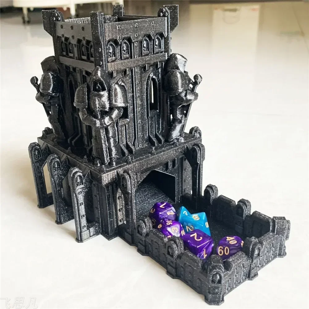 3D Printed Castle Dice Tower Tabletop Gaming Tray for DND Board Game D&D RPG - Unique Gift for Gaming Friends