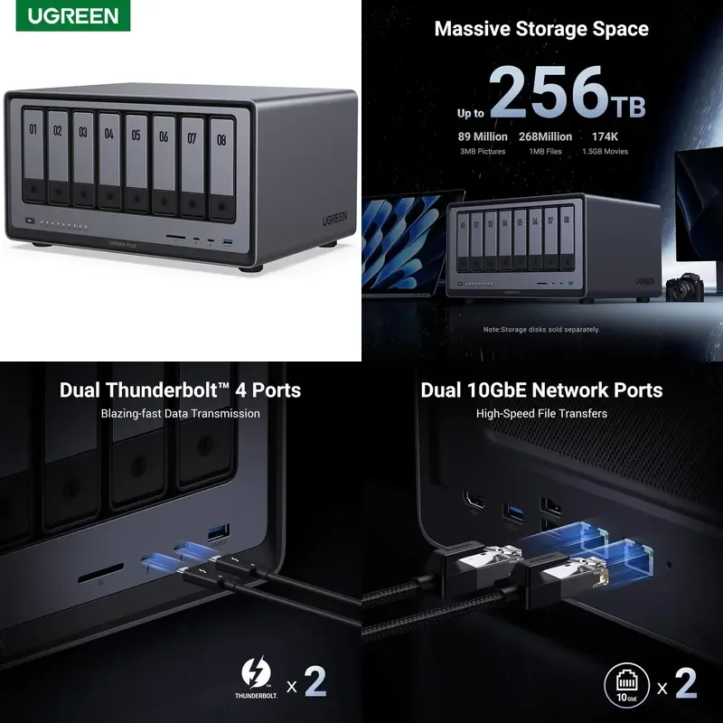 Brand For UGREEN NASync DXP8800Plus 8 Bay Desktop NAS i5 1235u 10-Core CPU 8GB DDR5 RAM 128G SSD Networking Storage