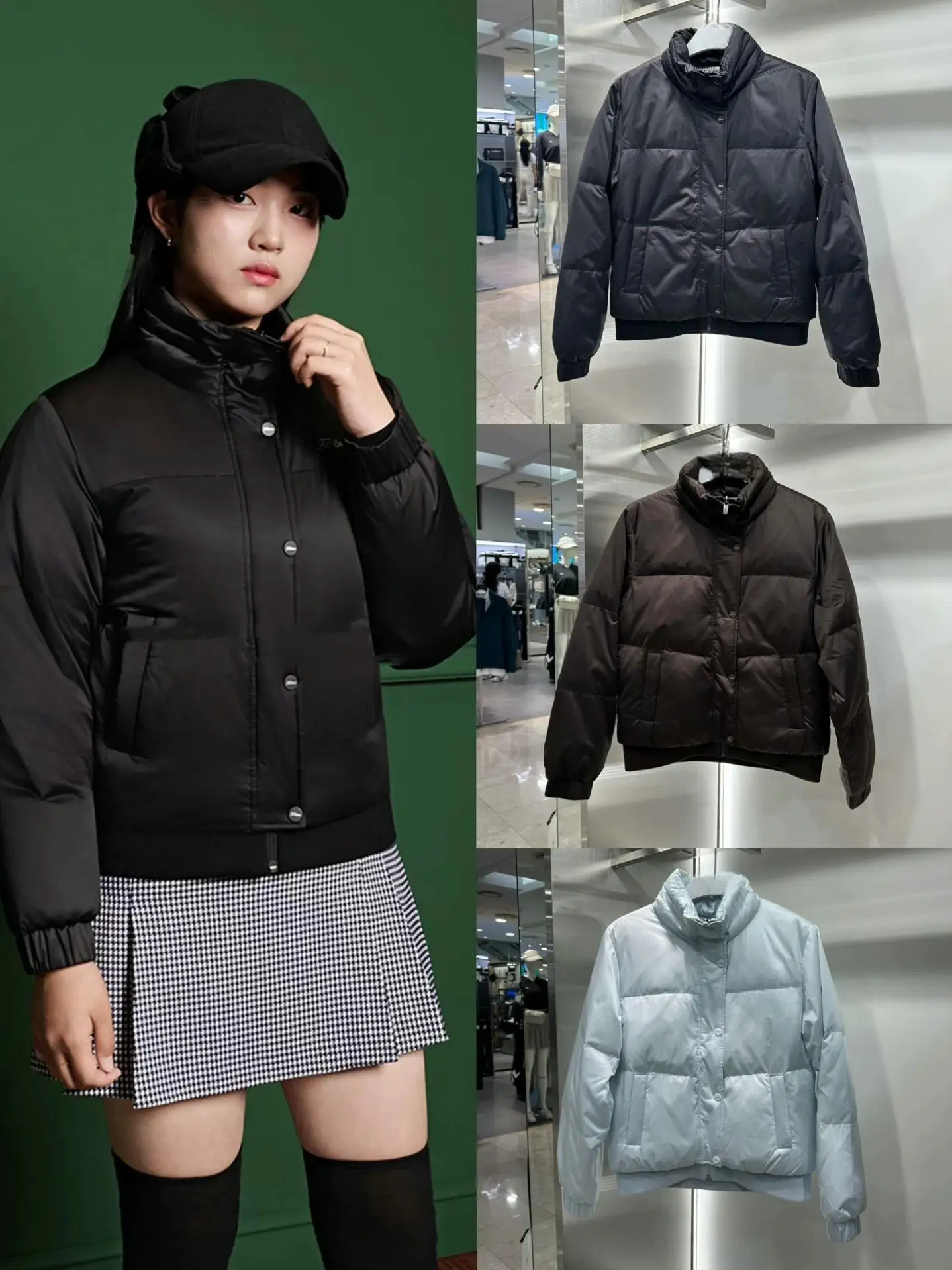 New Women Golf Stand Collar Coat Autumn Winter Down Blend Knit Waist Slim Sports Jacket
