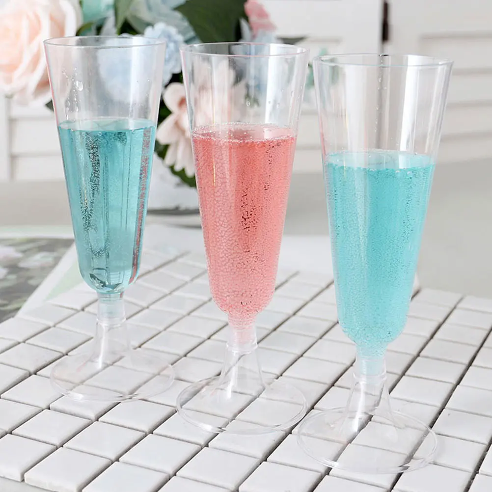 

24Pcs Plastic Flutes Elegant Footed Wine Glasses for Party Banquet Wedding Decorative Drinkware