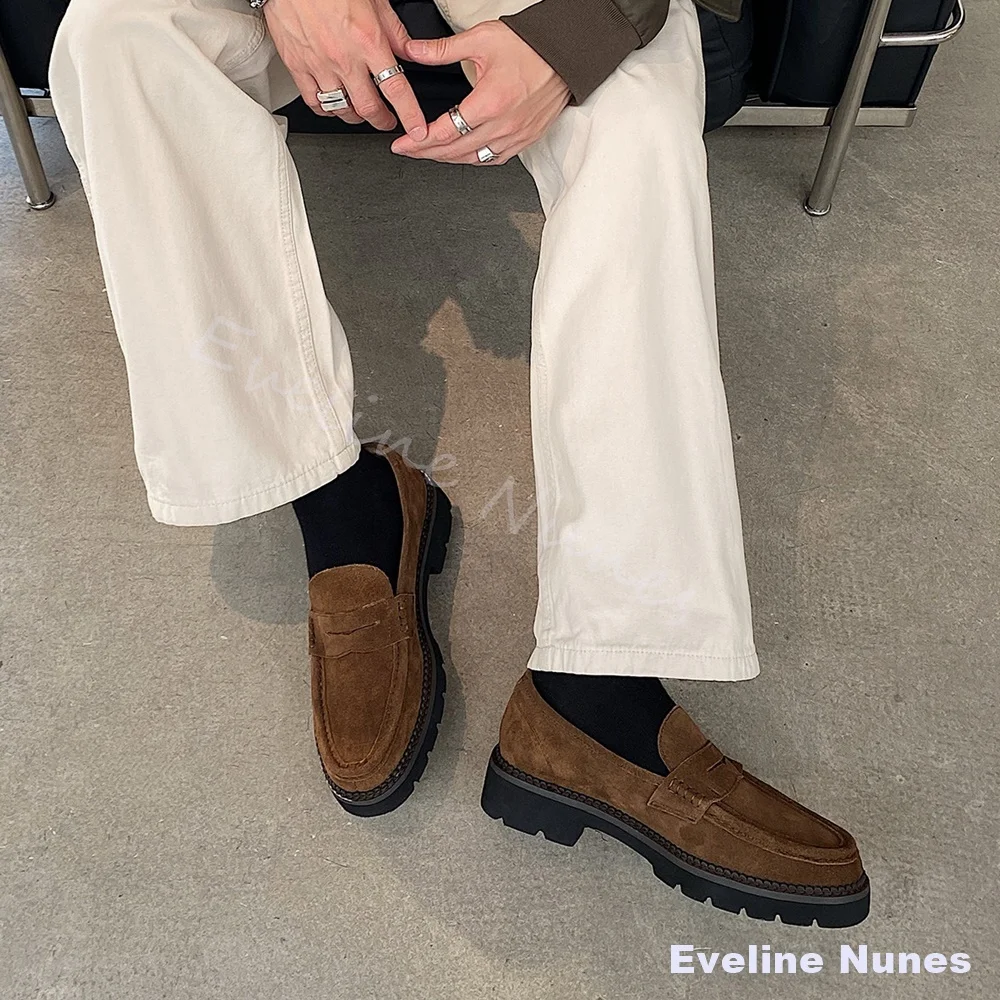 Men's Professional Business Dress Shoes Height Increase By 5 Cm Silk Shiny Cow Suede Loafers 2026 Spring Slip On Commuting Shoes