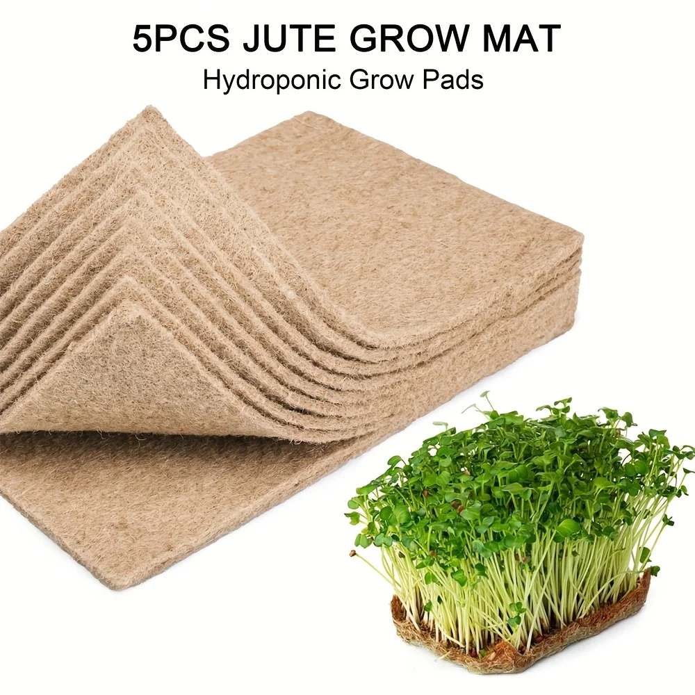 5pcs Jute Fiber Grow Mat Seedling Planting Pad Hydroponic Grow Pads For Agricultural Horticultural Laboratory 10x10cm