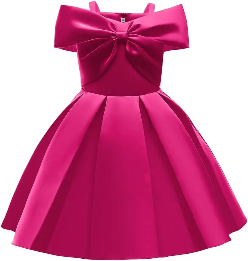 Gaun untuk Anak Usia 2-10 Tahun untuk Acara Khusus, Gaun Gadis Bunga Satin, Gaun Dansa Formal Pesta Ulang Tahun, Gaun Komuni Anak Perempuan